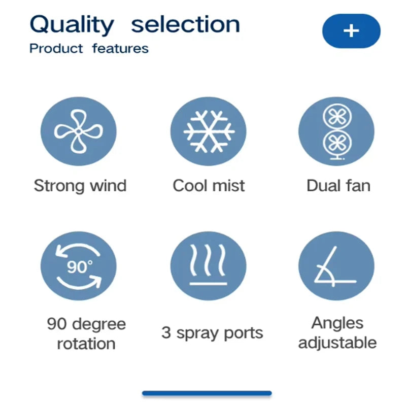 USB charging humidifier, desktop fan, spray fan, air cooler, with LED lights, suitable for home and outdoor use