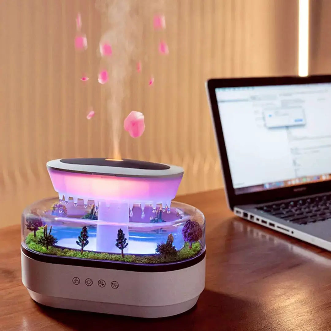 3D Rain Drop Aroma Diffuser & Humidifier with Relaxing Raindrop Effect