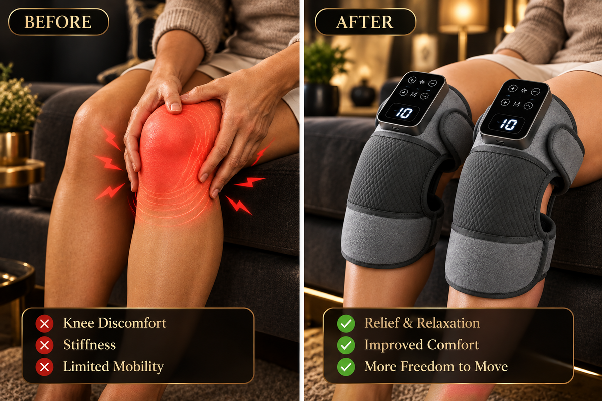 Smart Heated Knee Massager – Wraparound Heat Therapy Knee Wrap with 3 Intensity Levels & Digital Controls