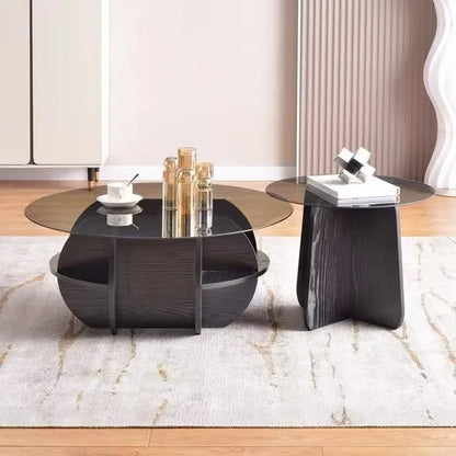 Nordic Round Glass Coffee Table Modern Minimalist Side Table for Small Living Room Balcony Light Luxury Accent Furniture