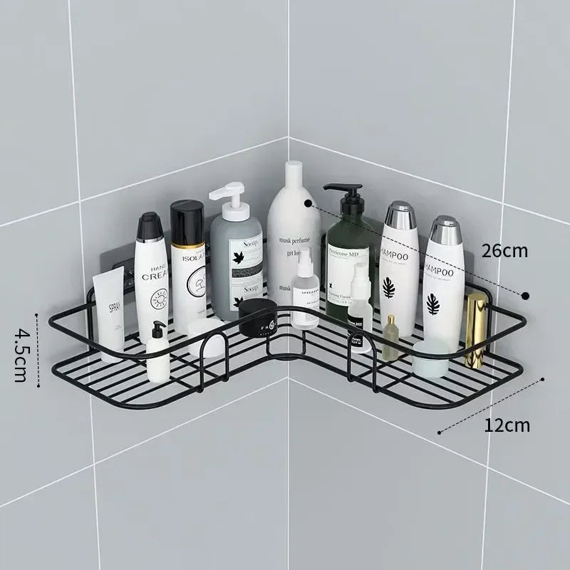2-Tier Black Corner Bathroom Storage Rack