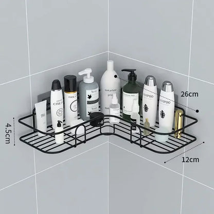 2-Tier Black Corner Bathroom Storage Rack