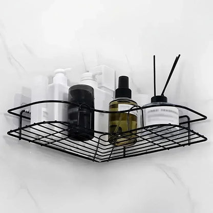 2-Tier Black Corner Bathroom Storage Rack
