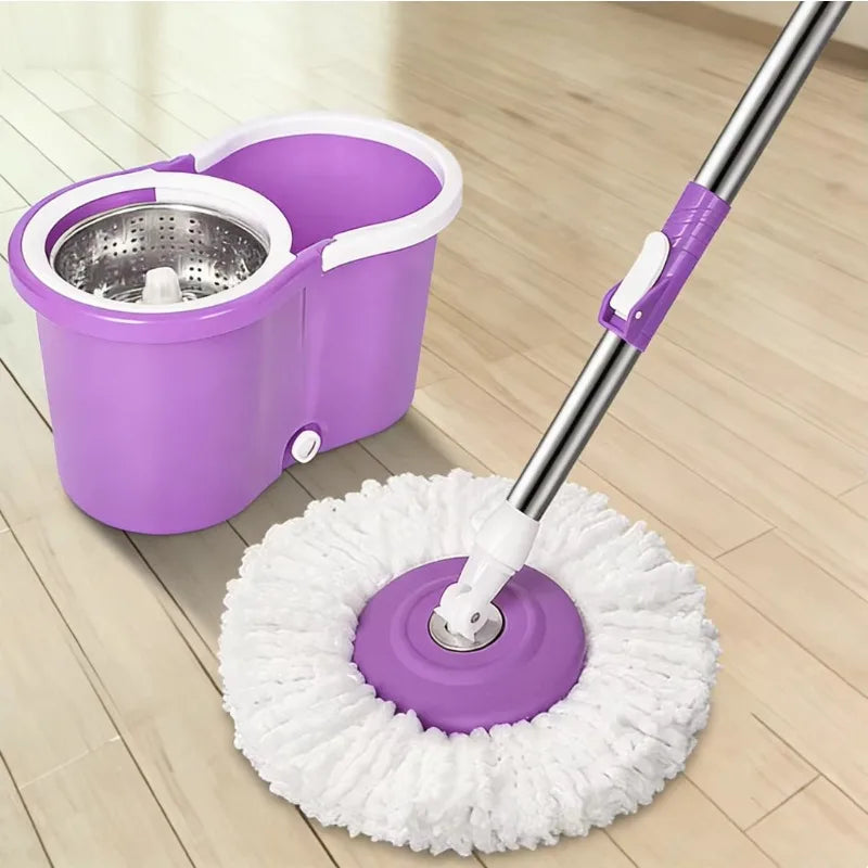 360° Spin Mop and Bucket Set – Round Head Rotating Mop with Telescopic Handle for Household Floor Cleaning