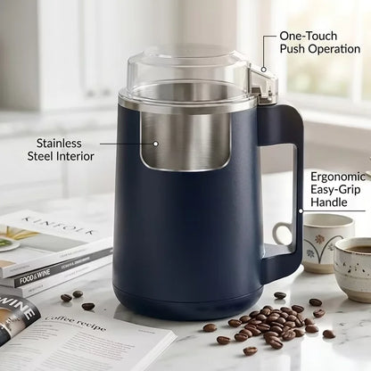 Portable Electric Coffee Grinder with Stainless Steel Blades One-Touch Operation for Nut Spice Grinding