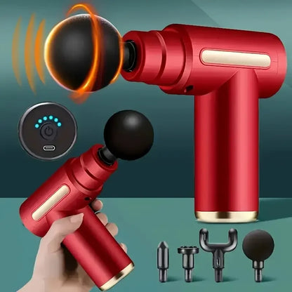 Portable Electric Massage Gun – Handheld Muscle Massager with 4 Massage Heads