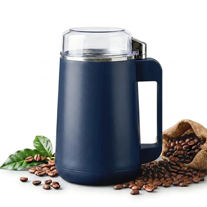 Portable Electric Coffee Grinder with Stainless Steel Blades One-Touch Operation for Nut Spice Grinding