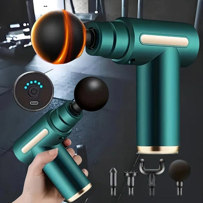Portable Electric Massage Gun – Handheld Muscle Massager with 4 Massage Heads