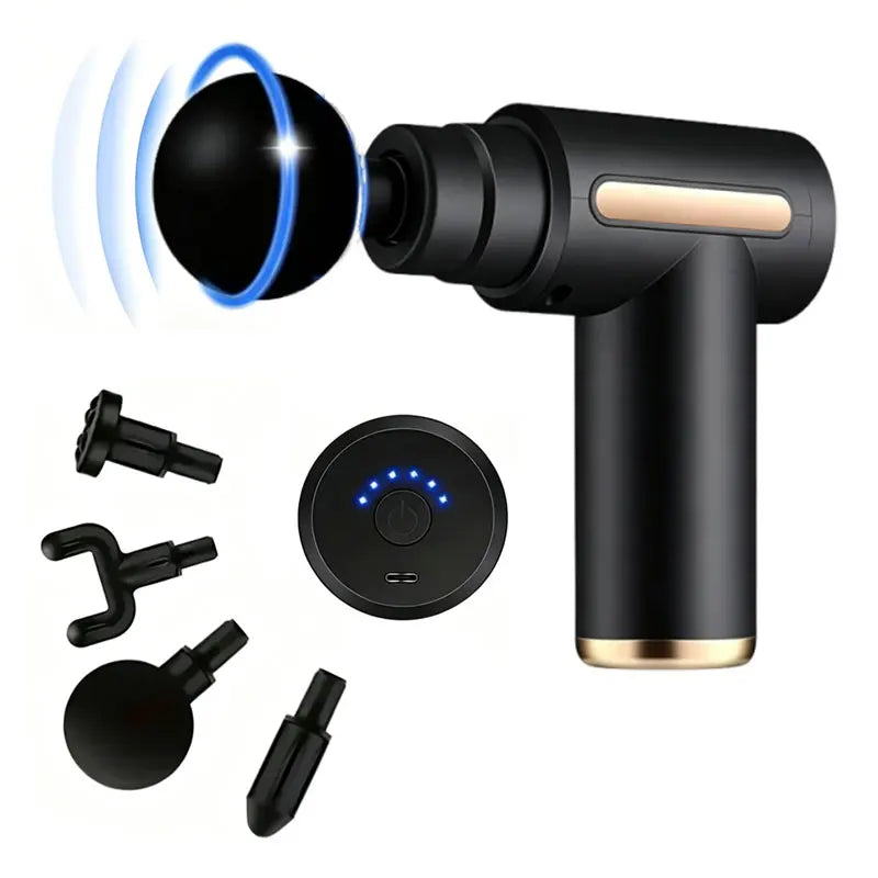 Portable Electric Massage Gun – Handheld Muscle Massager with 4 Massage Heads