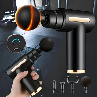 Portable Electric Massage Gun – Handheld Muscle Massager with 4 Massage Heads