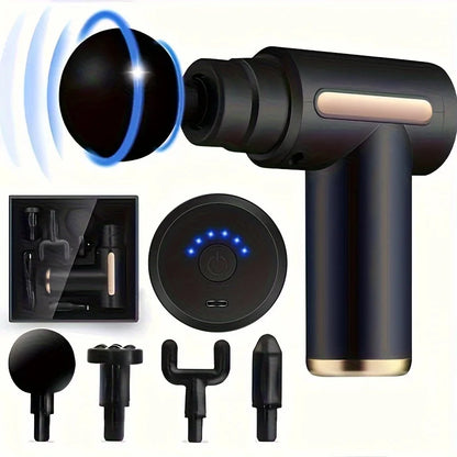 Portable Electric Massage Gun – Handheld Muscle Massager with 4 Massage Heads