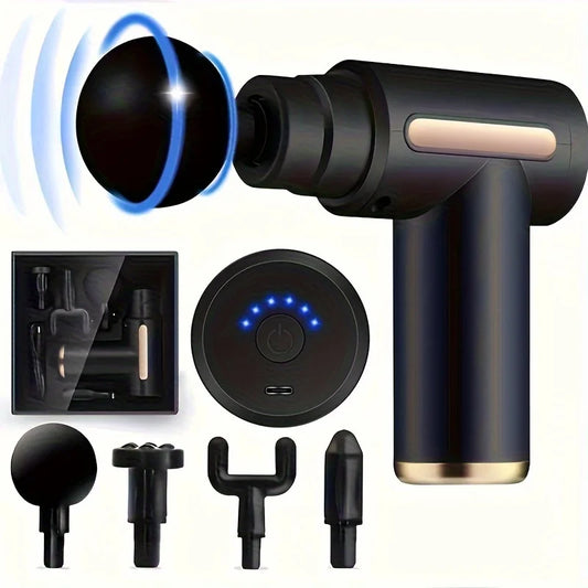 Portable Electric Massage Gun – Handheld Muscle Massager with 4 Massage Heads