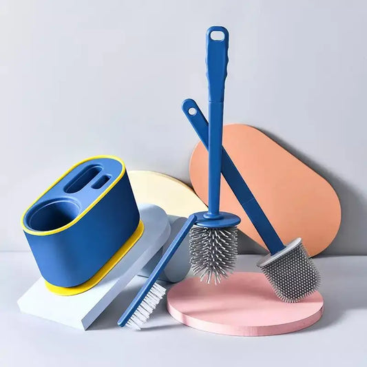 3-in-1 flat-head silicone toilet brush & Holder set\