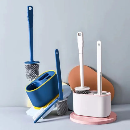 3-in-1 flat-head silicone toilet brush & Holder set\