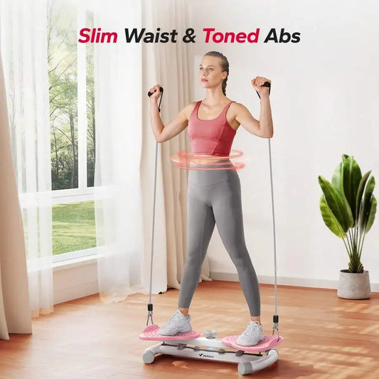 3-in-1 Twist Stepper with Resistance Bands – Home Mini Stepper for Cardio, Legs & Full-Body Workout