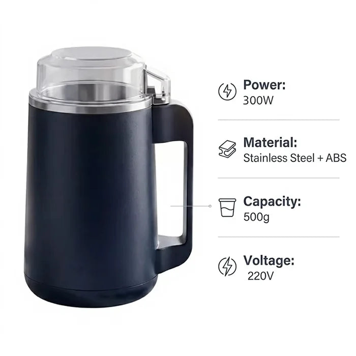 Portable Electric Coffee Grinder with Stainless Steel Blades One-Touch Operation for Nut Spice Grinding