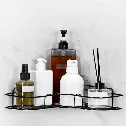 2-Tier Black Corner Bathroom Storage Rack