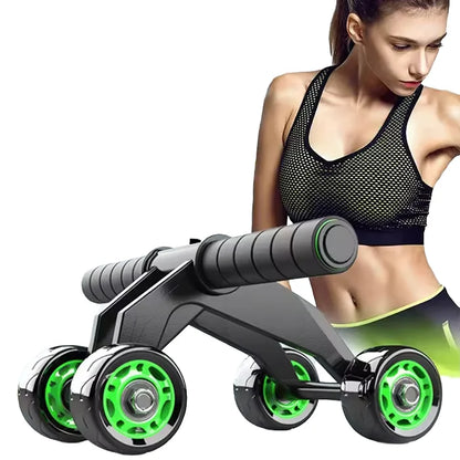 Foldable 4-Wheel Ab Roller – Home Abdominal & Core Trainer for Six-Pack Workouts
