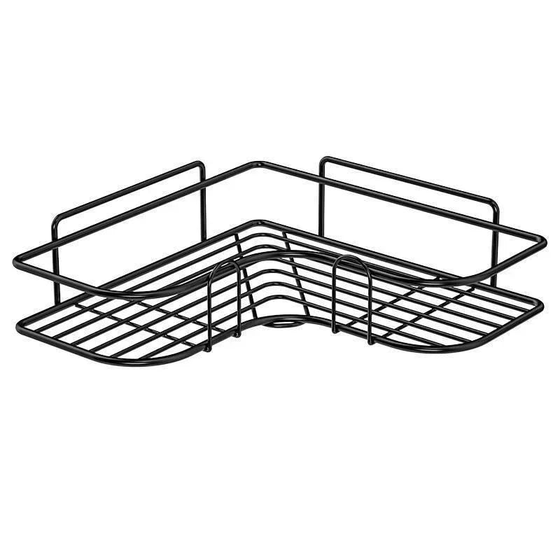 2-Tier Black Corner Bathroom Storage Rack