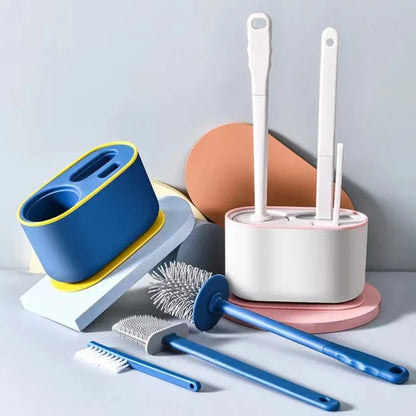 3-in-1 flat-head silicone toilet brush & Holder set\