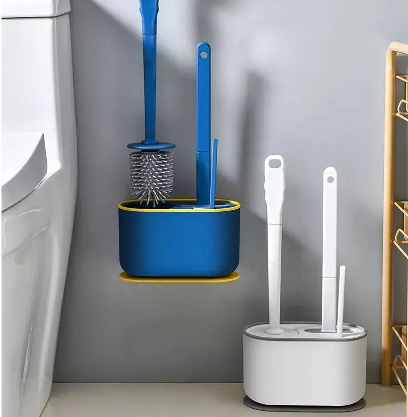 3-in-1 flat-head silicone toilet brush & Holder set\