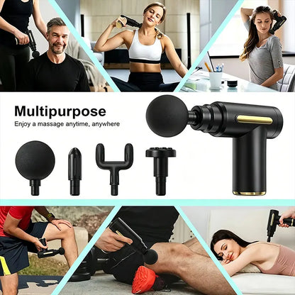 Portable Electric Massage Gun – Handheld Muscle Massager with 4 Massage Heads