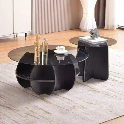 Nordic Round Glass Coffee Table Modern Minimalist Side Table for Small Living Room Balcony Light Luxury Accent Furniture