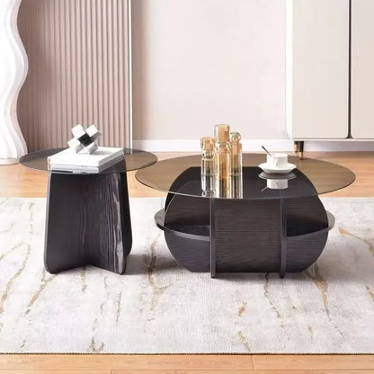 Nordic Round Glass Coffee Table Modern Minimalist Side Table for Small Living Room Balcony Light Luxury Accent Furniture