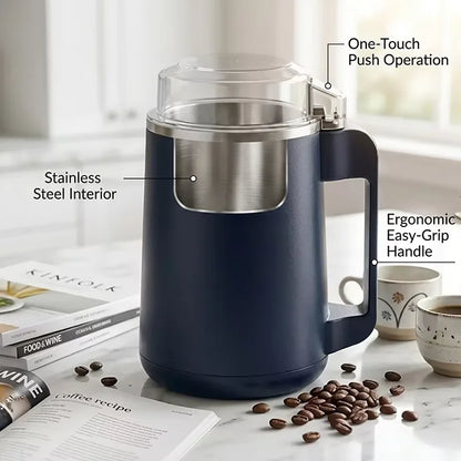 Portable Electric Coffee Grinder with Stainless Steel Blades One-Touch Operation for Nut Spice Grinding