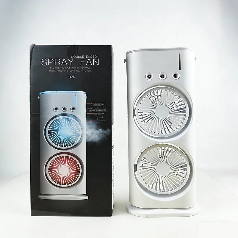 USB charging humidifier, desktop fan, spray fan, air cooler, with LED lights, suitable for home and outdoor use