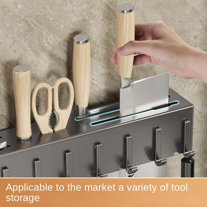 Wall-Mounted Kitchen Utensil Rack – No-Drill Knife, Chopstick & Tool Holder Shelf