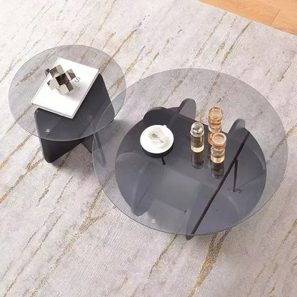 Nordic Round Glass Coffee Table Modern Minimalist Side Table for Small Living Room Balcony Light Luxury Accent Furniture