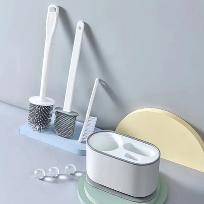 3-in-1 flat-head silicone toilet brush & Holder set\