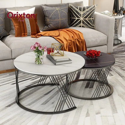 Luxury Marble-Look Nesting Coffee Tables – Gold Finish