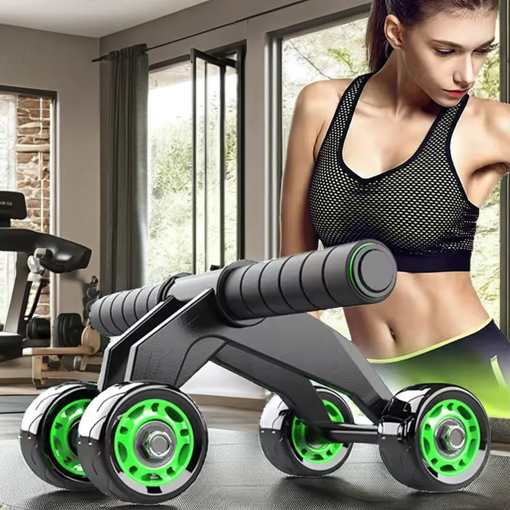 Foldable 4-Wheel Ab Roller – Home Abdominal & Core Trainer for Six-Pack Workouts