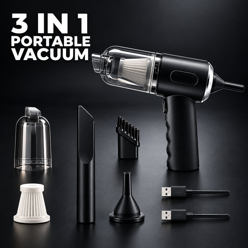3-in-1 Portable Mini Vacuum Cleaner- Cordless Handheld Cleaner