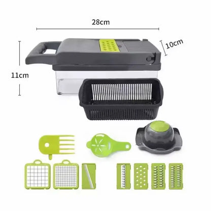 16-in-1 Vegetable Chopper with Container – Multi-Blade Onion Dicer, Slicer & Grater for Fast Food Prep